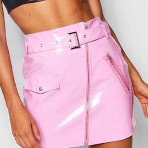Pink vinyl skirt
